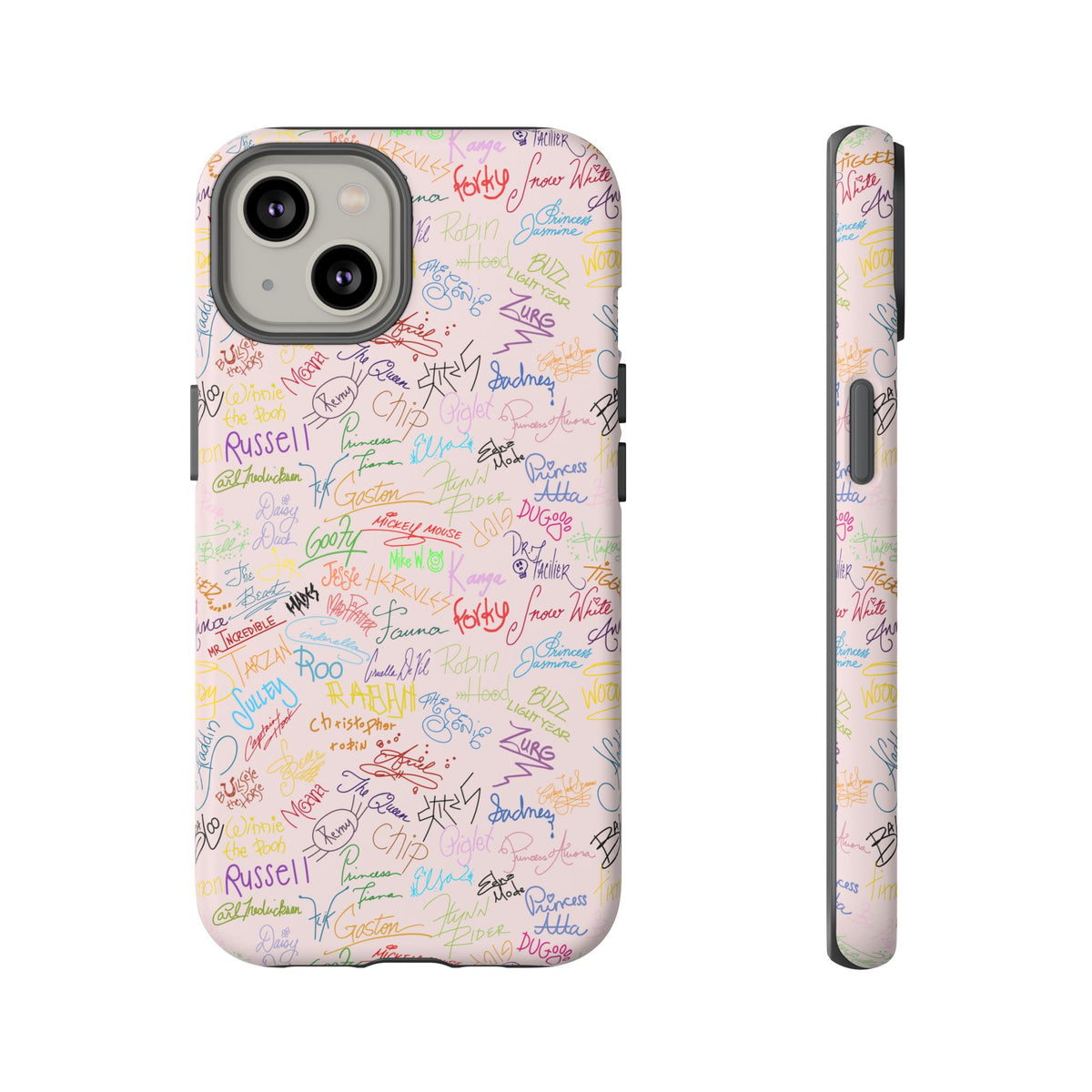 Character Autographs on Pink Resort Ready Cell Phone Tech Case