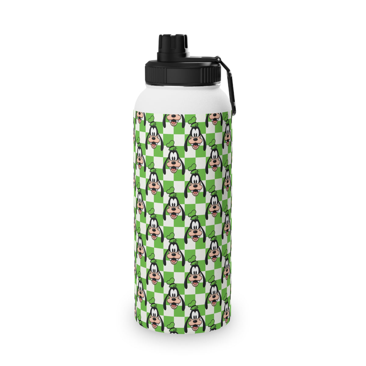 Green Checkerboard Goofy Stainless Steel Water Bottle