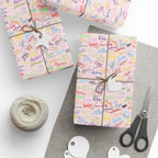 Character Autographs on Pink Wrapping Paper Roll
