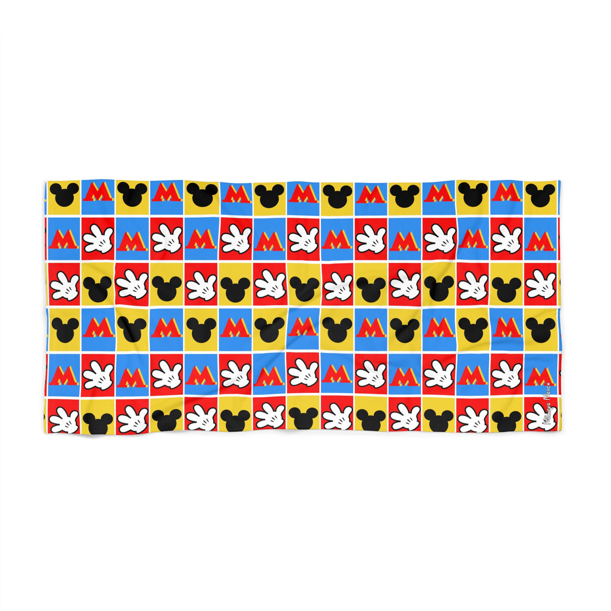 Checkerboard Mickey Hands Beach Towel