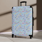 Character Autographs on Blue Polycarbonate Suitcase