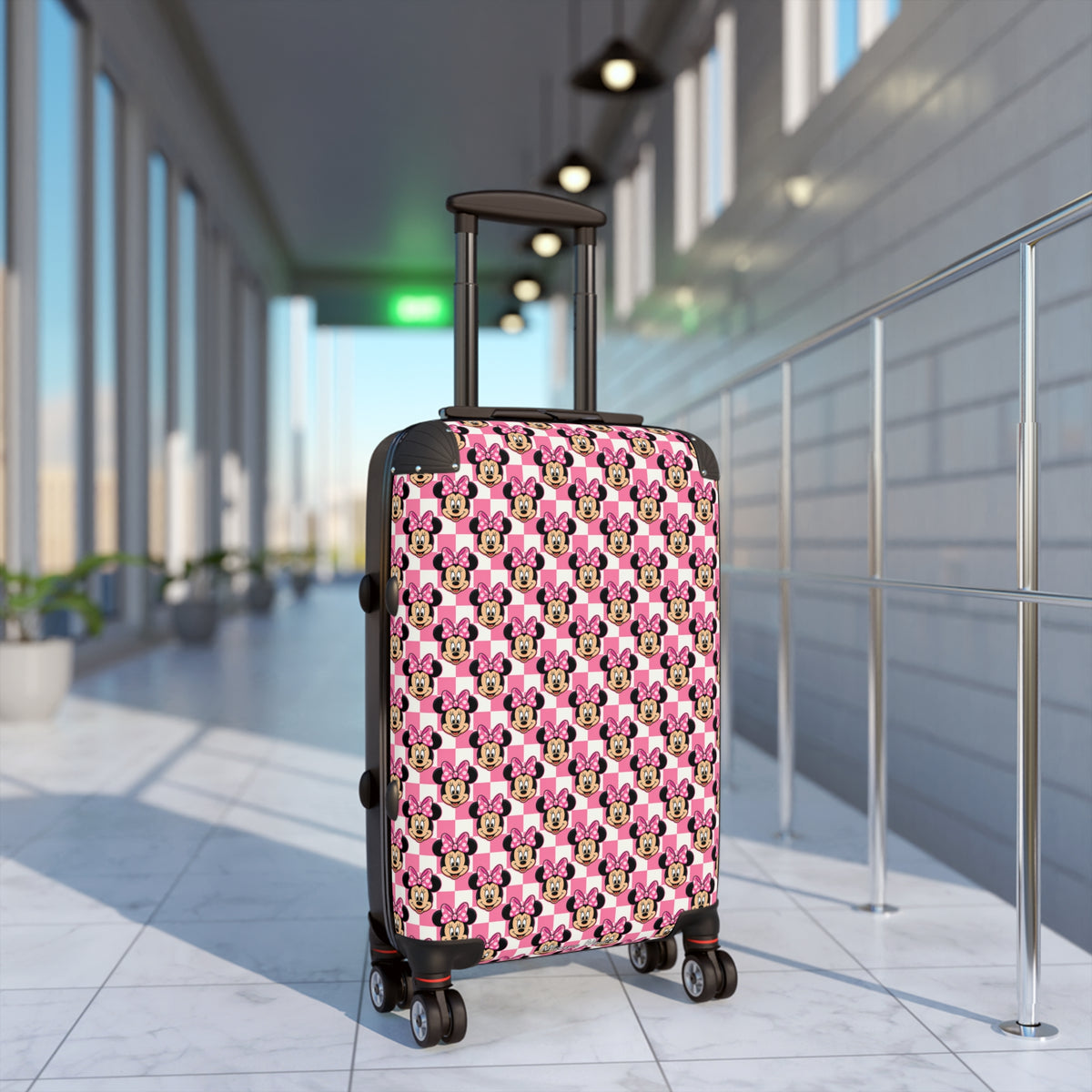 Pink Checkerboard Minnie Polycarbonate Suitcase