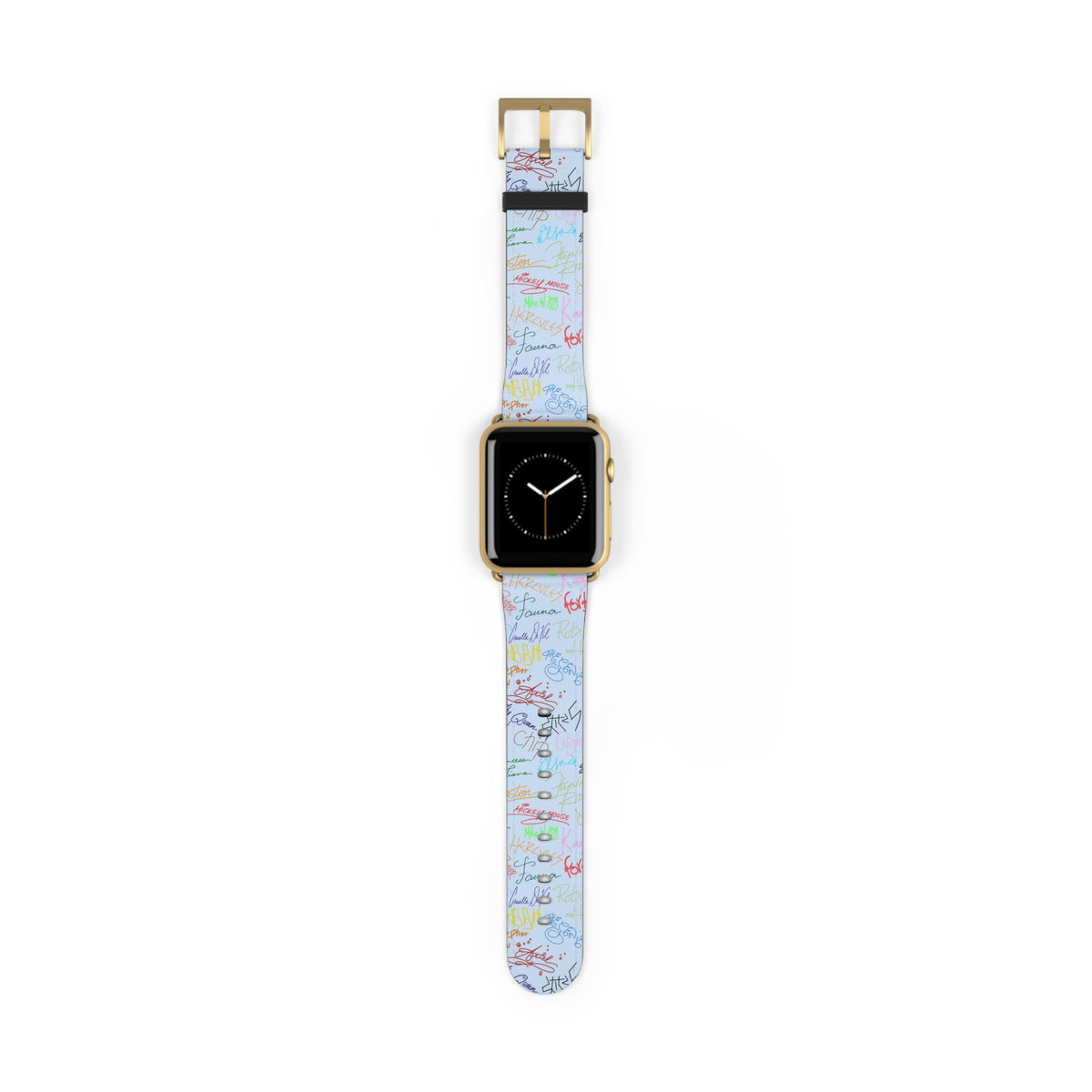 Character Autographs on Blue Whimsical Watch Band - Apple