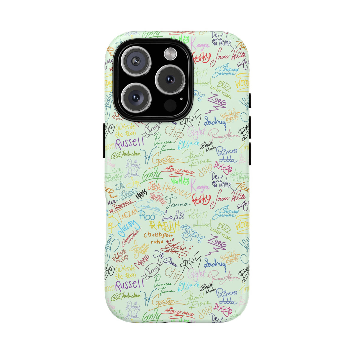 Character Autographs on Green Resort Ready Cell Phone Tech Case