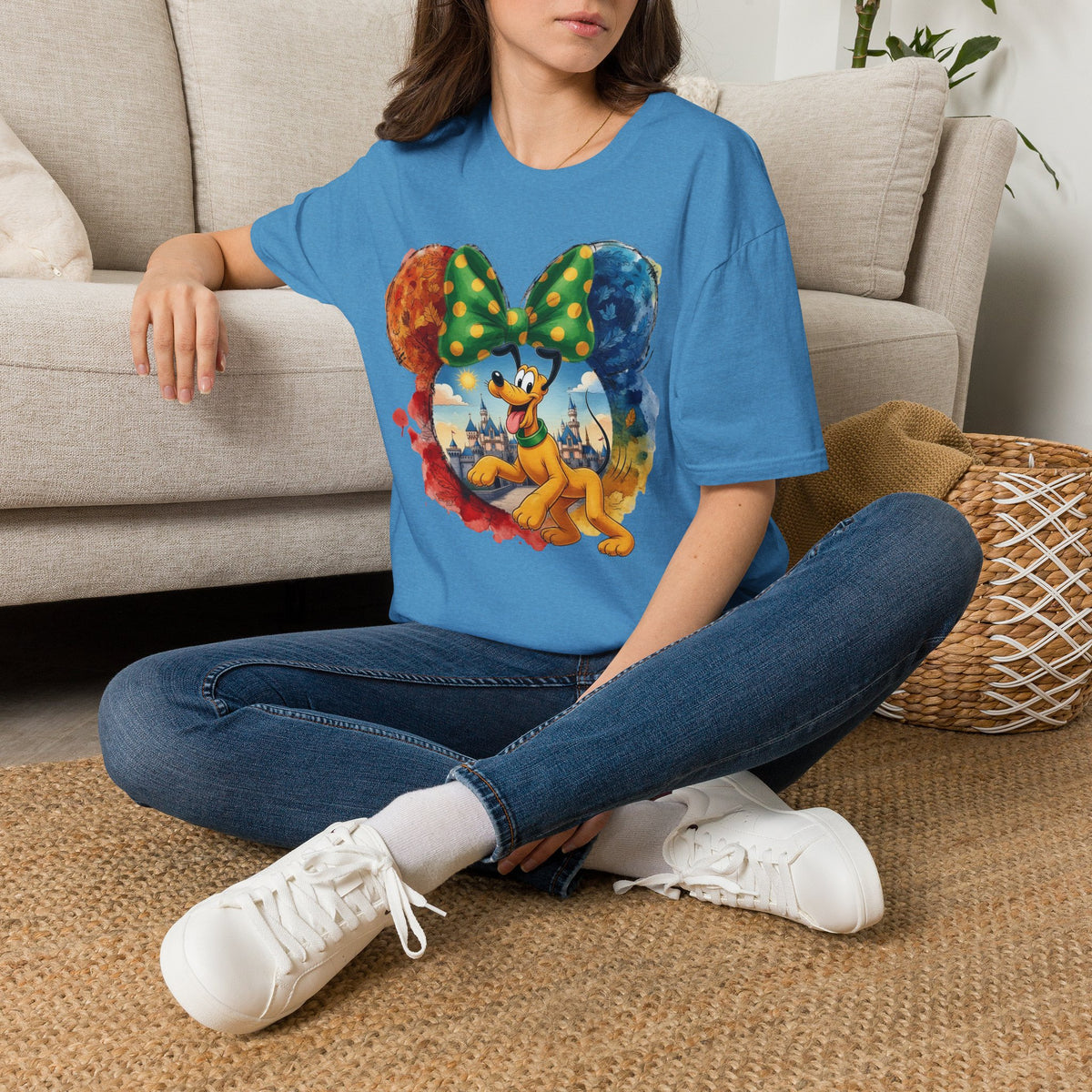 Sensational Six - Pluto's Playful Emerald Bow Castle Vignette Unisex Graphic Tee