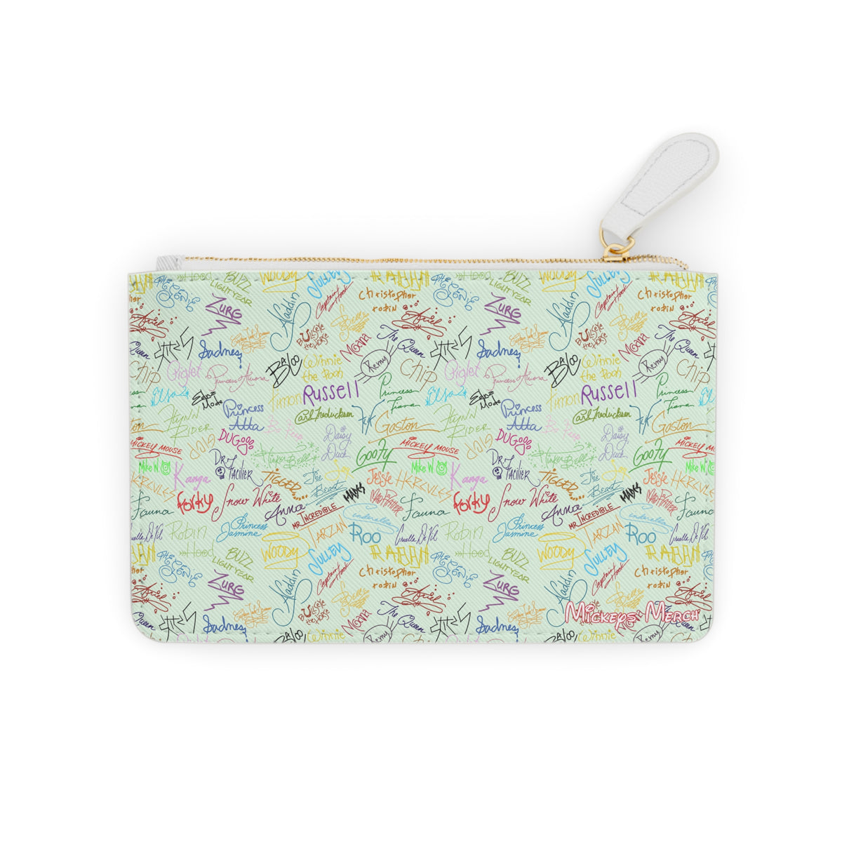 Character Autographs on Green Mini Clutch