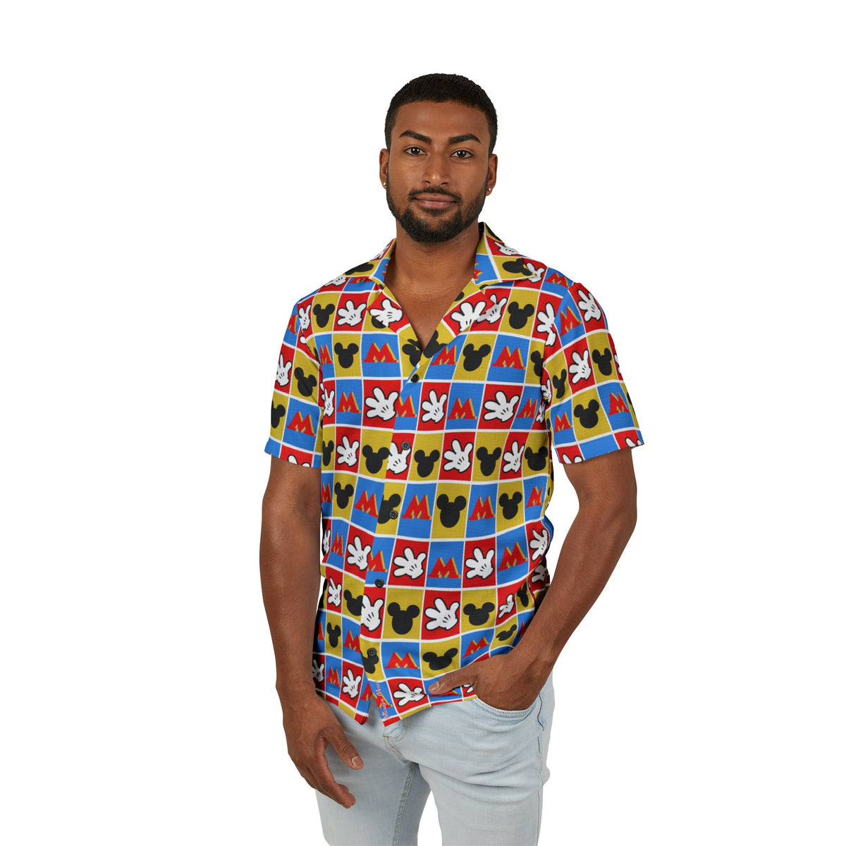 Checkerboard Mickey Hands Hawaiian Shirt
