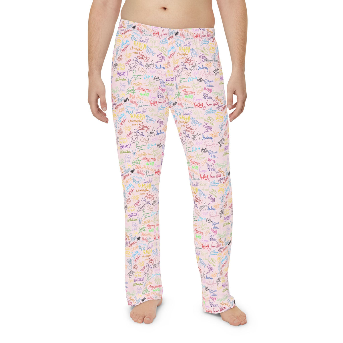 Character Autographs on Pink Men's Pajama Pants