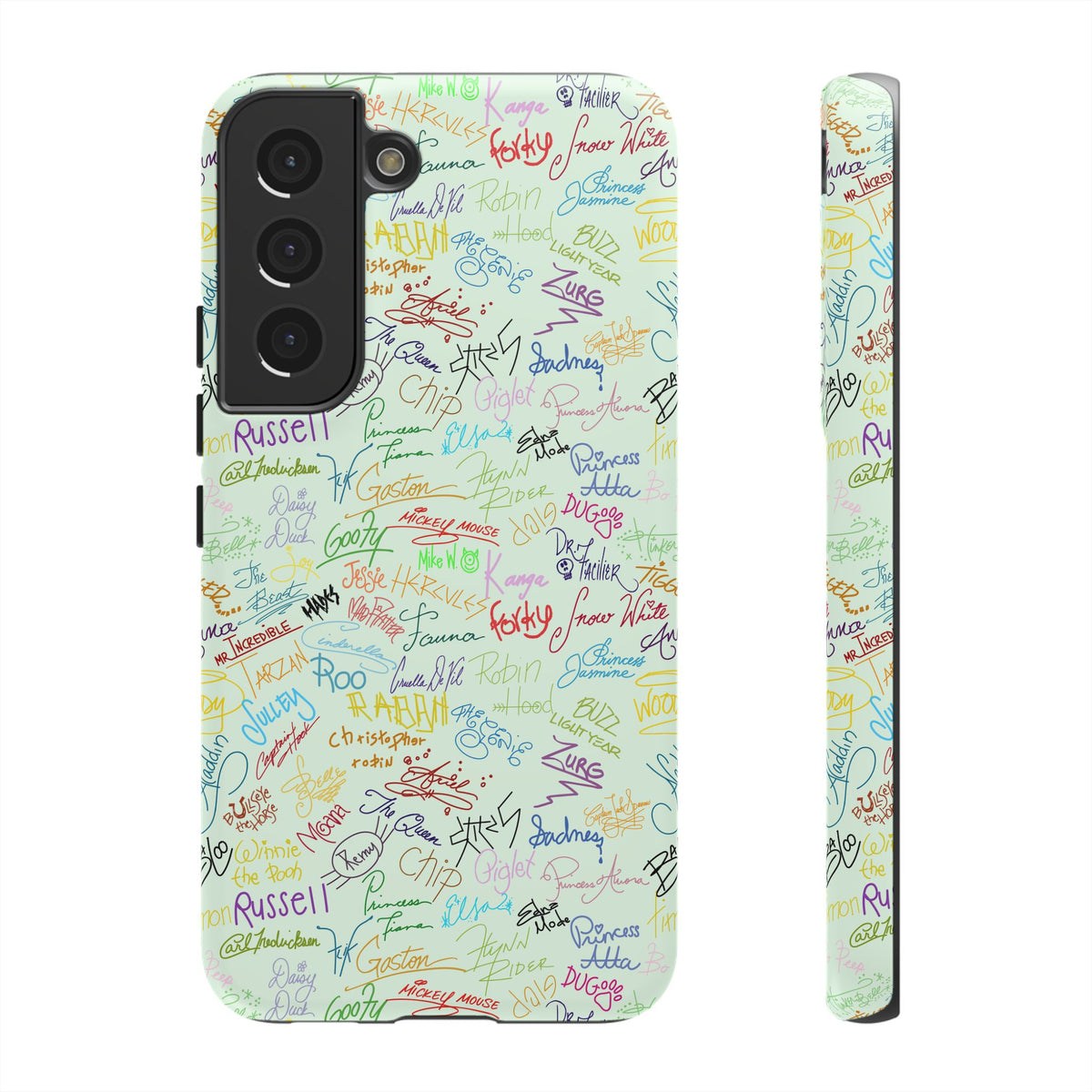 Character Autographs on Green Resort Ready Cell Phone Tech Case