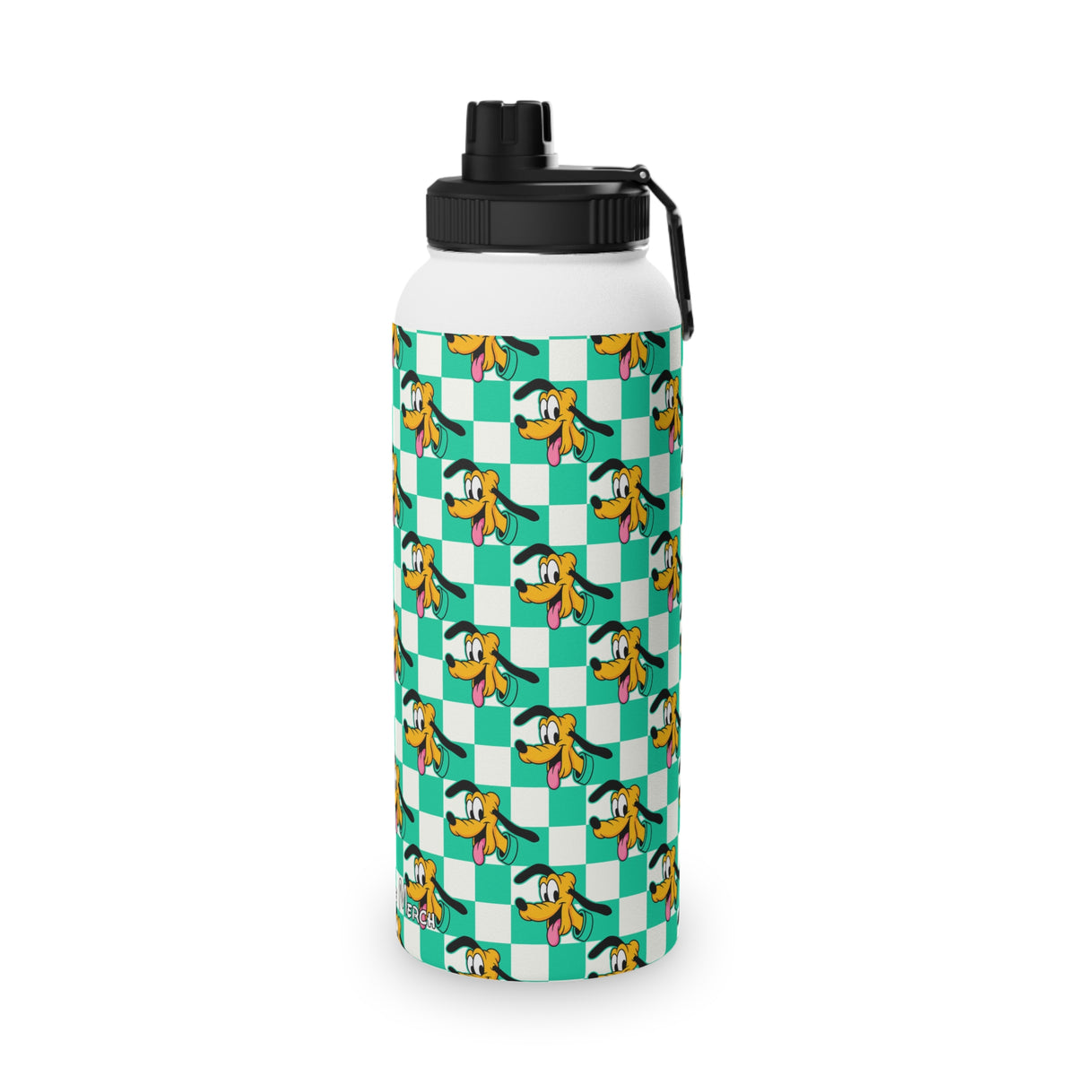 Teal Checkerboard Pluto Stainless Steel Water Bottle