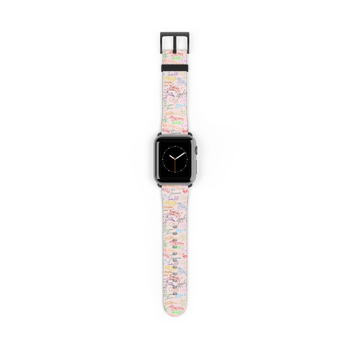 Character Autographs on Pink Whimsical Watch Band - Apple