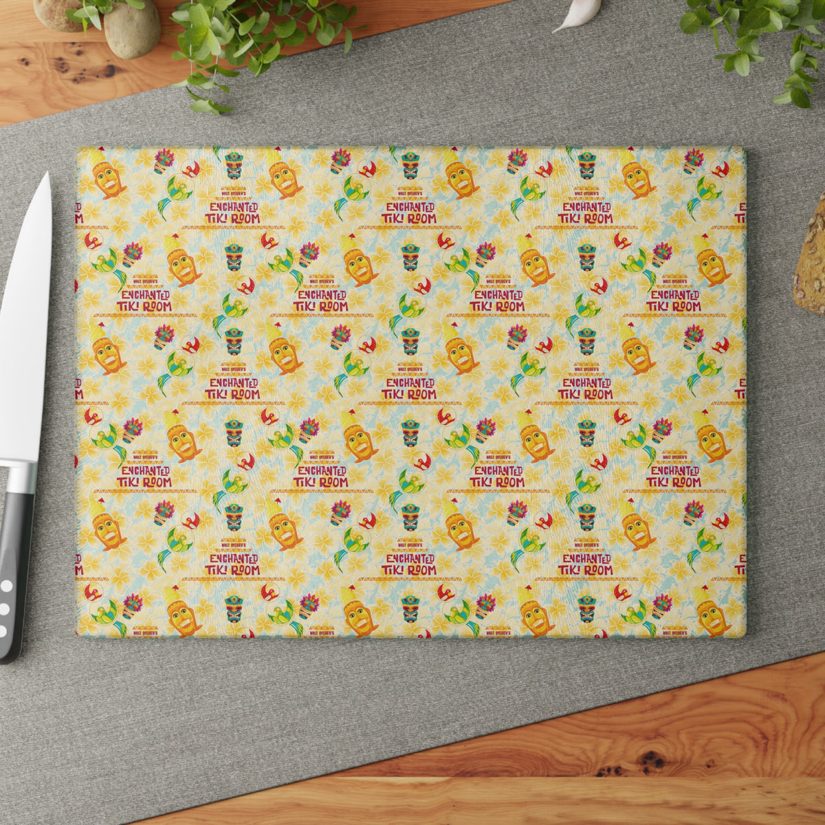 Enchanted Tiki Room Glass Cutting Board