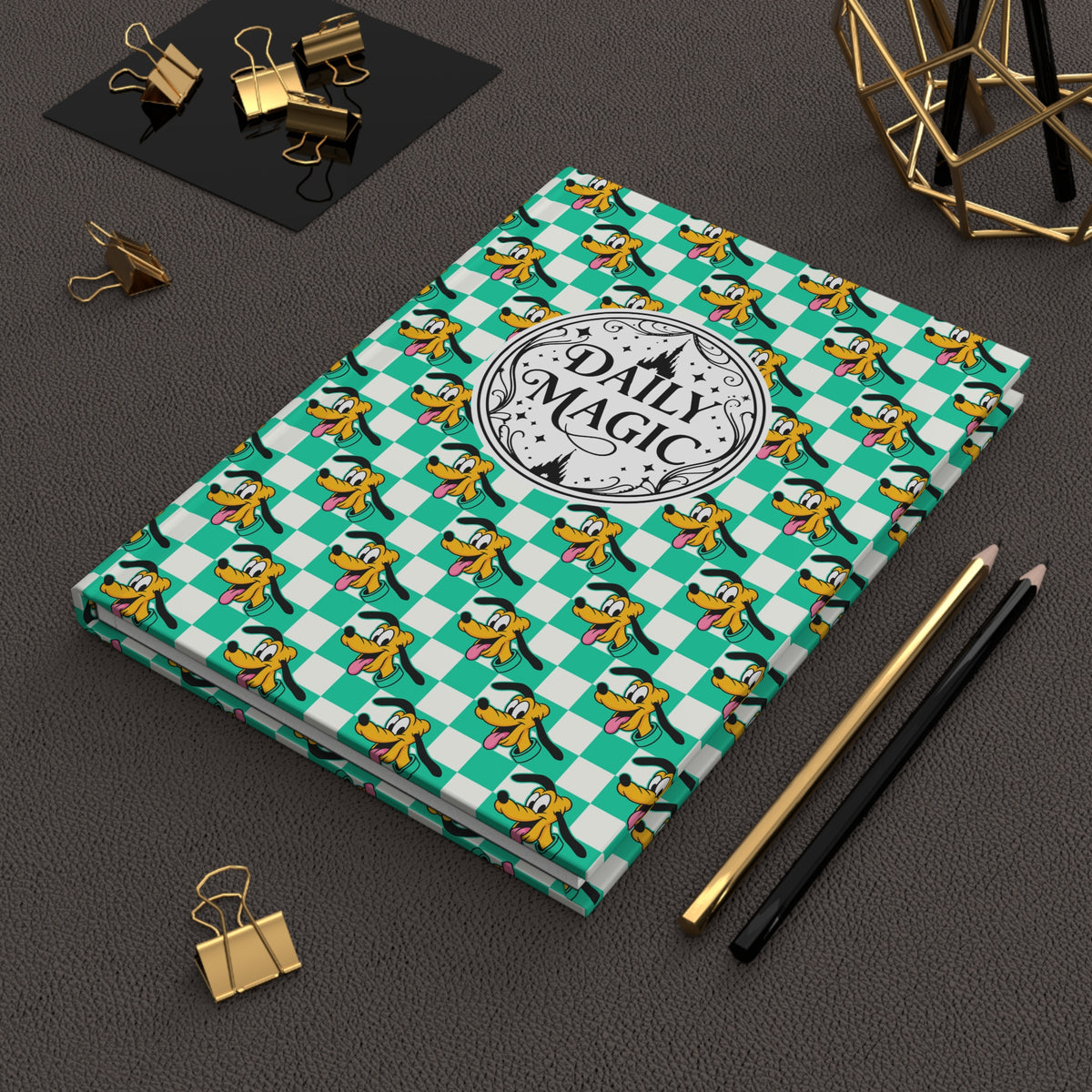 Teal Checkerboard Pluto Daily Magic Matte Hardcover Journal
