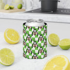 Green Checkerboard Goofy Can Cooler Drink Koozie