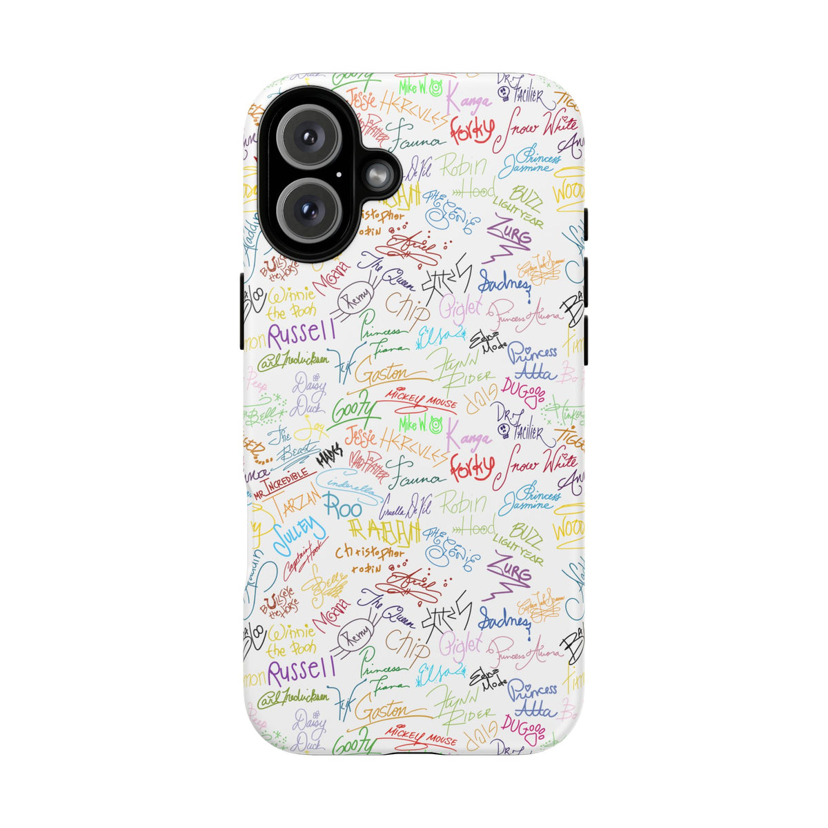 Character Autographs on White Resort Ready Cell Phone Tech Case