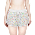 Character Autographs on White Relaxed Dolphin Shorts