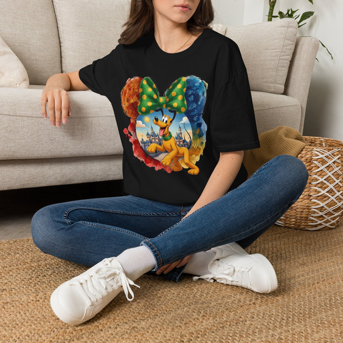 Sensational Six - Pluto's Playful Emerald Bow Castle Vignette Unisex Graphic Tee