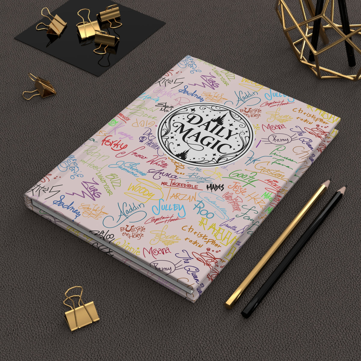 Character Autographs on Pink Daily Magic Matte Hardcover Journal