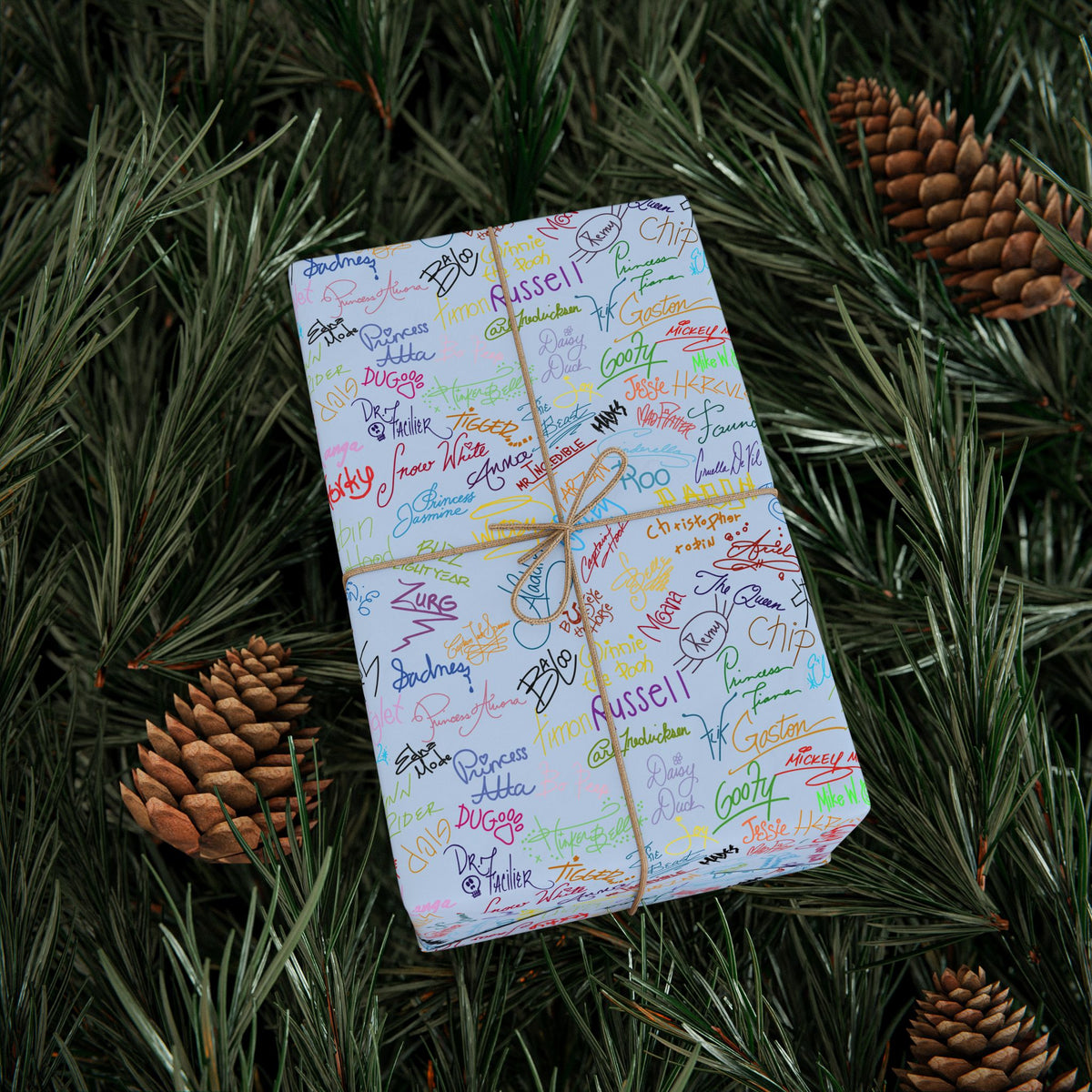 Character Autographs on Blue Wrapping Paper Roll