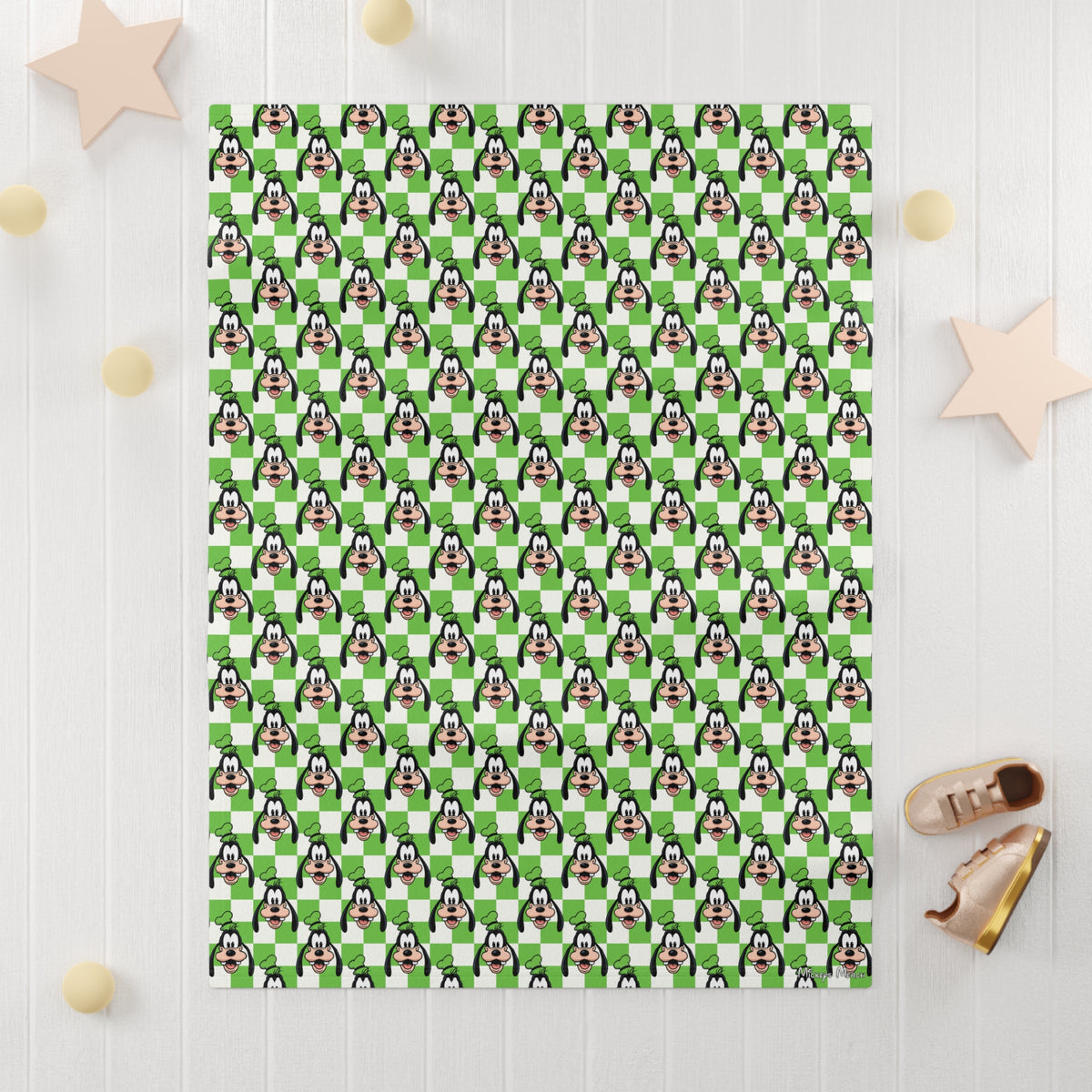Green Checkerboard Goofy Happily Ever After Baby Blanket