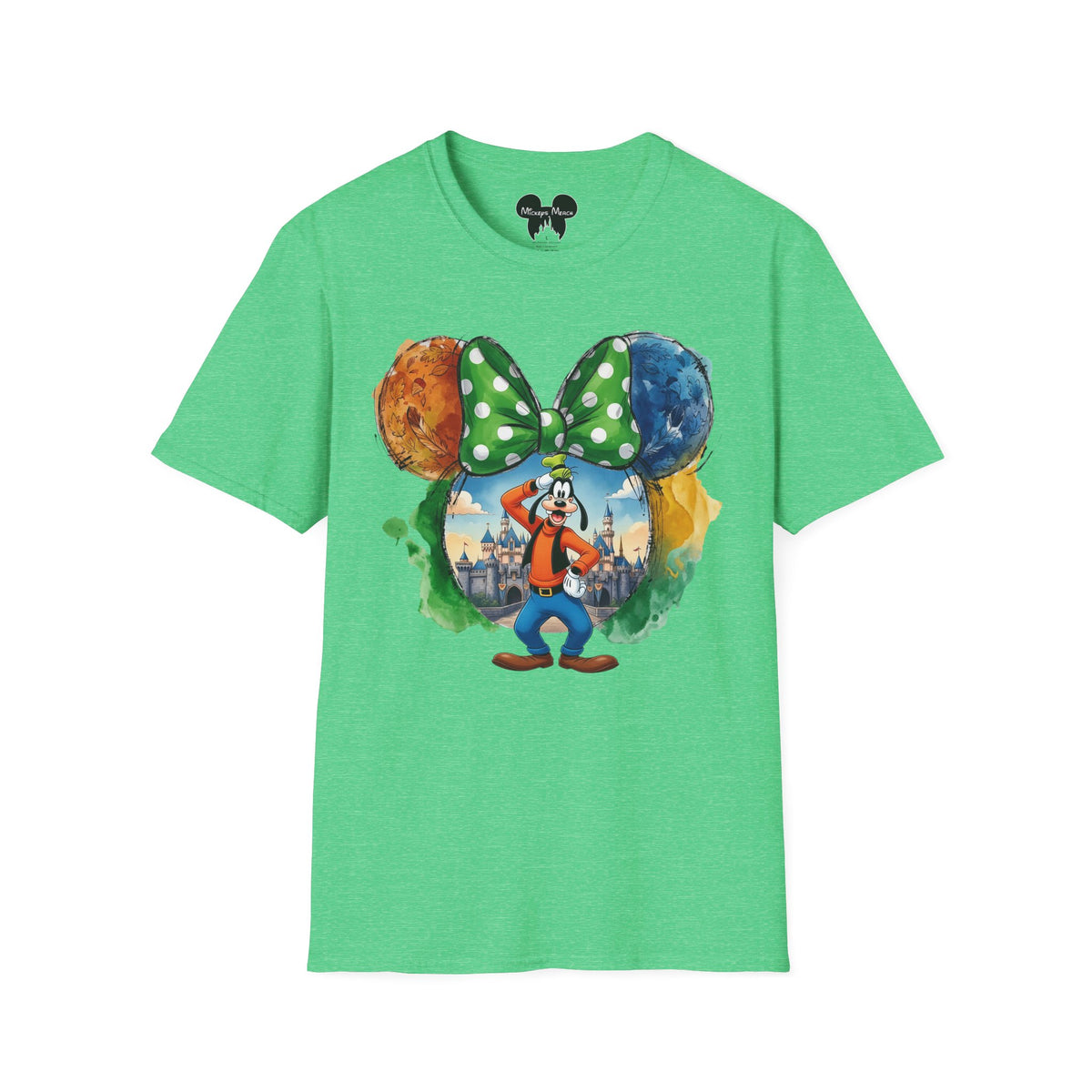 Sensational Six - Goofy's Bright Lime Bow Castle Vignette Unisex Graphic Tee