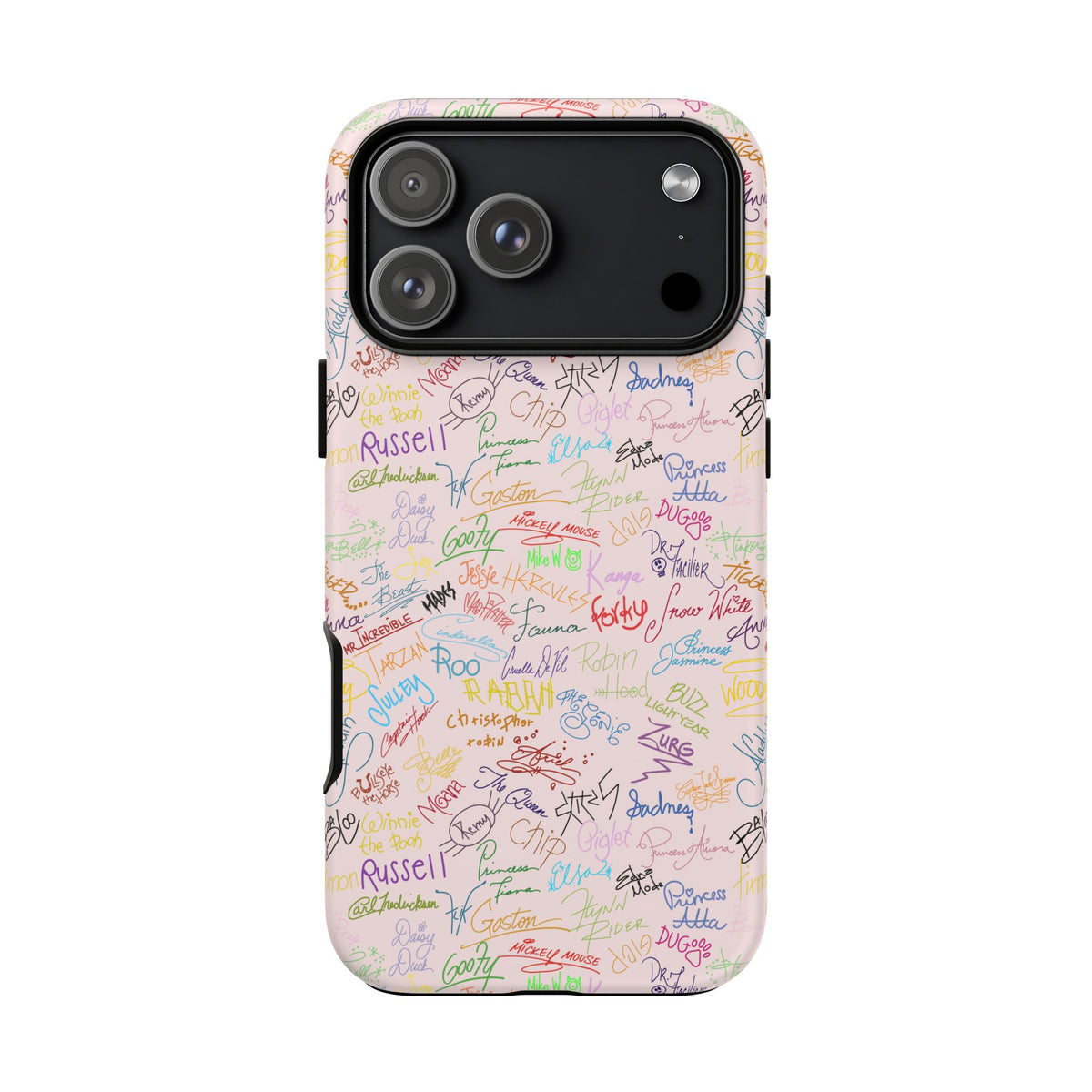 Character Autographs on Pink Resort Ready Cell Phone Tech Case