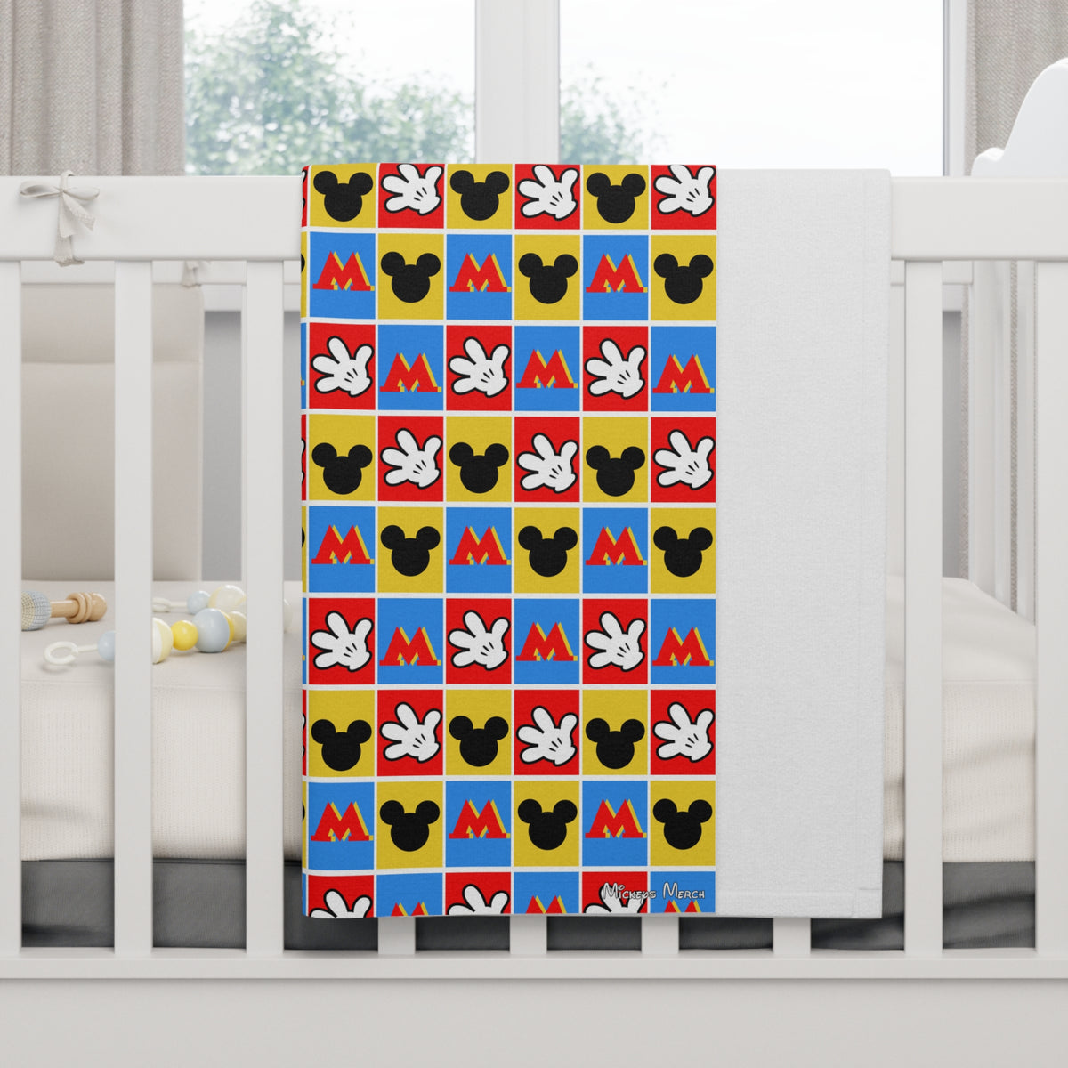 Checkerboard Mickey Hands Happily Ever After Baby Blanket