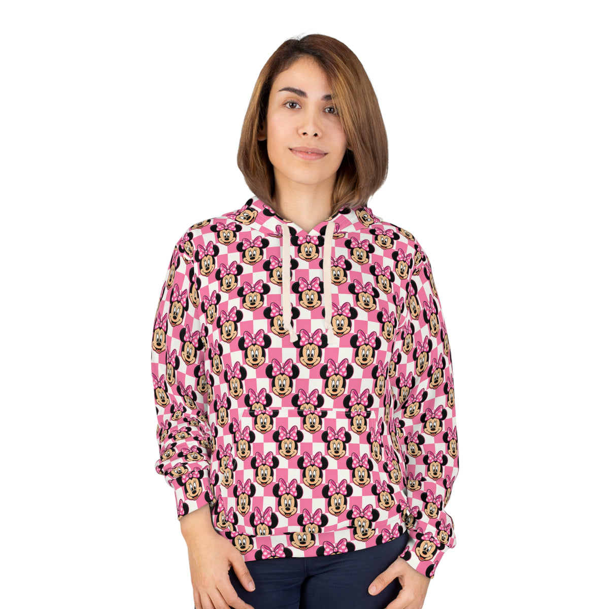 Pink Checkerboard Minnie Hooded Sweatshirt