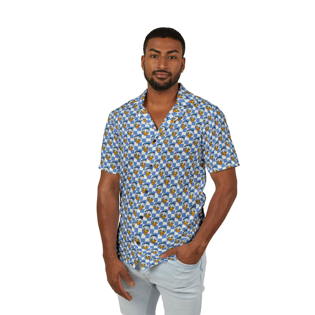 Blue Checkerboard Donald Hawaiian Shirt