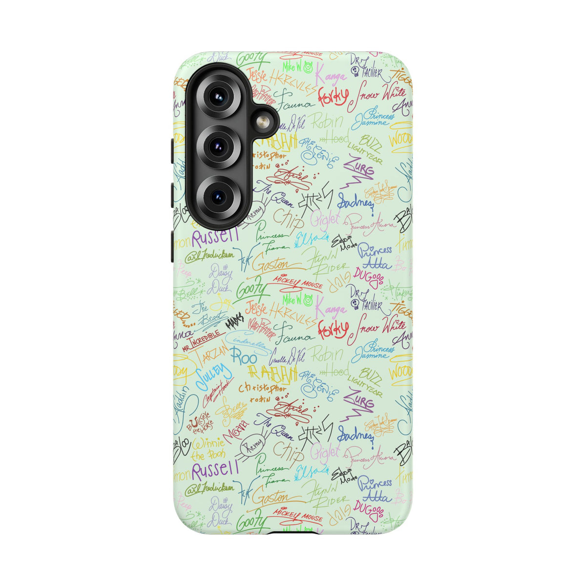 Character Autographs on Green Resort Ready Cell Phone Tech Case