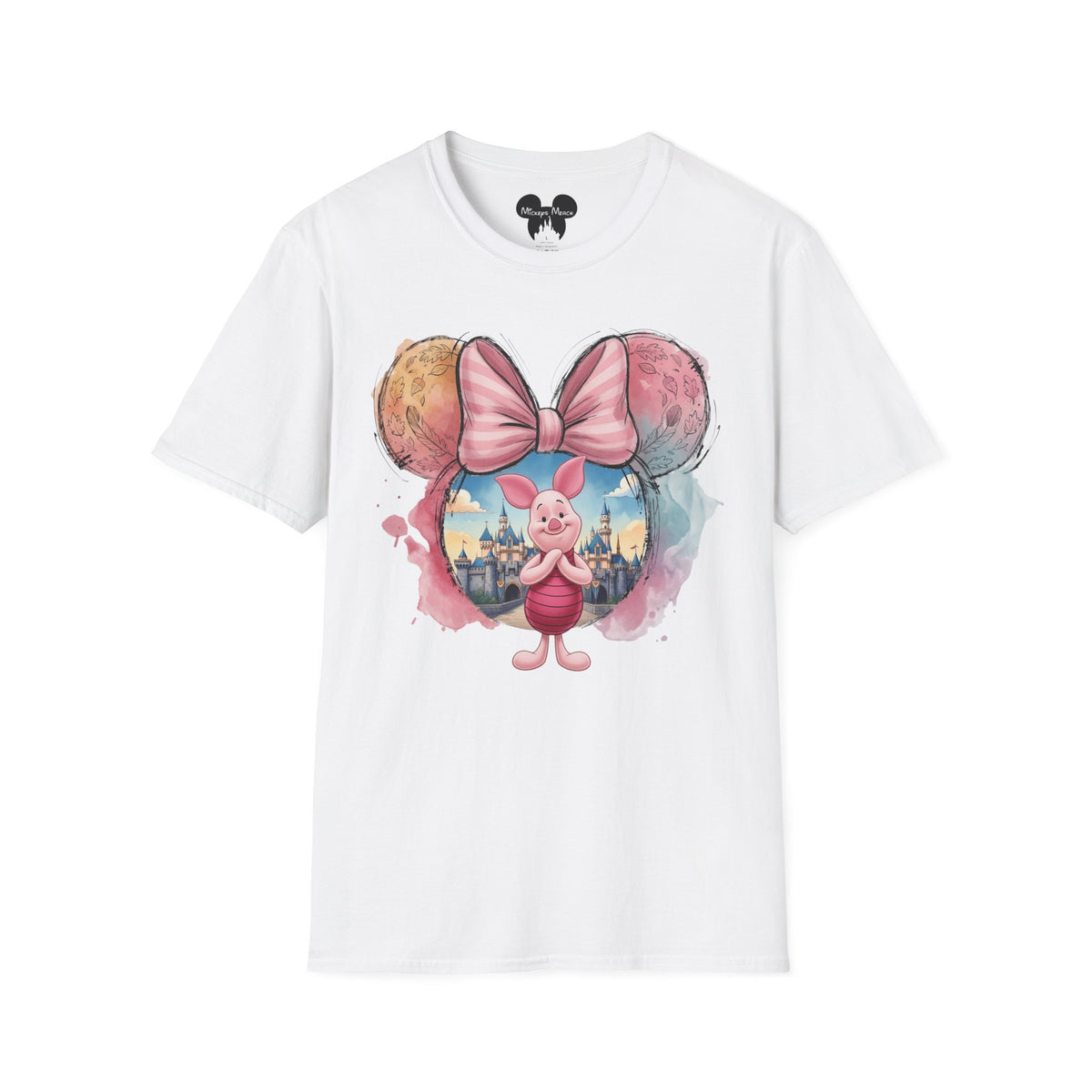 Winnie the Pooh - Piglet's Pink Striped Vignette Unisex Graphic Tee