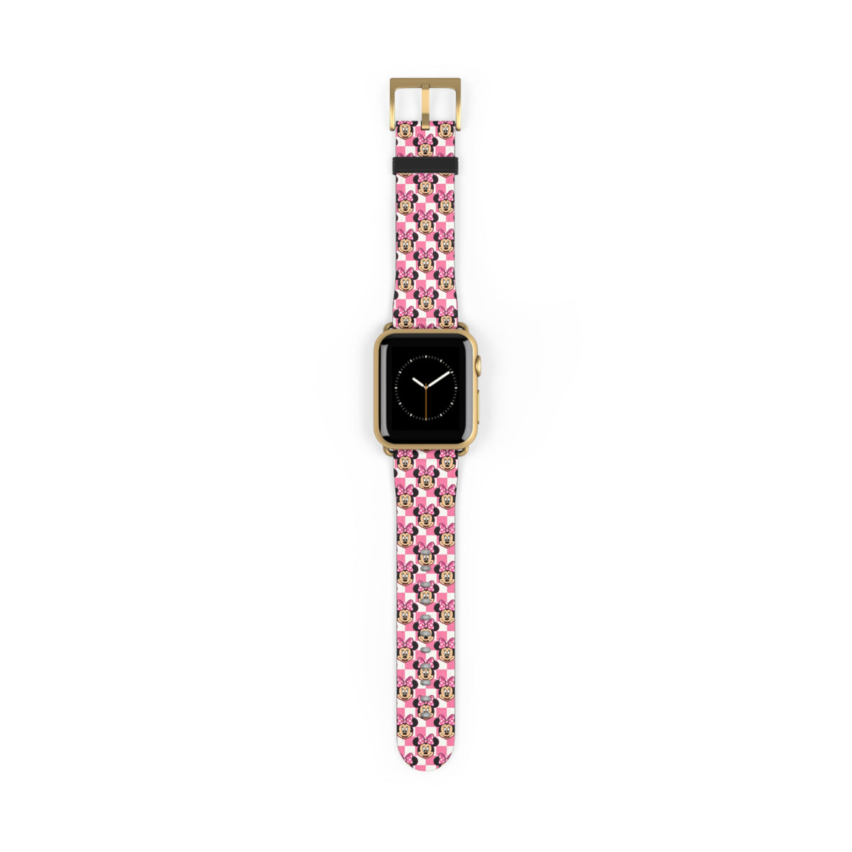 Pink Checkerboard Minnie Whimsical Watch Band - Apple