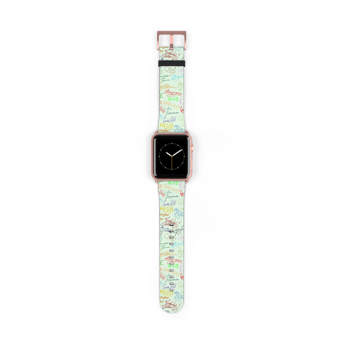 Character Autographs on Green Whimsical Watch Band - Apple