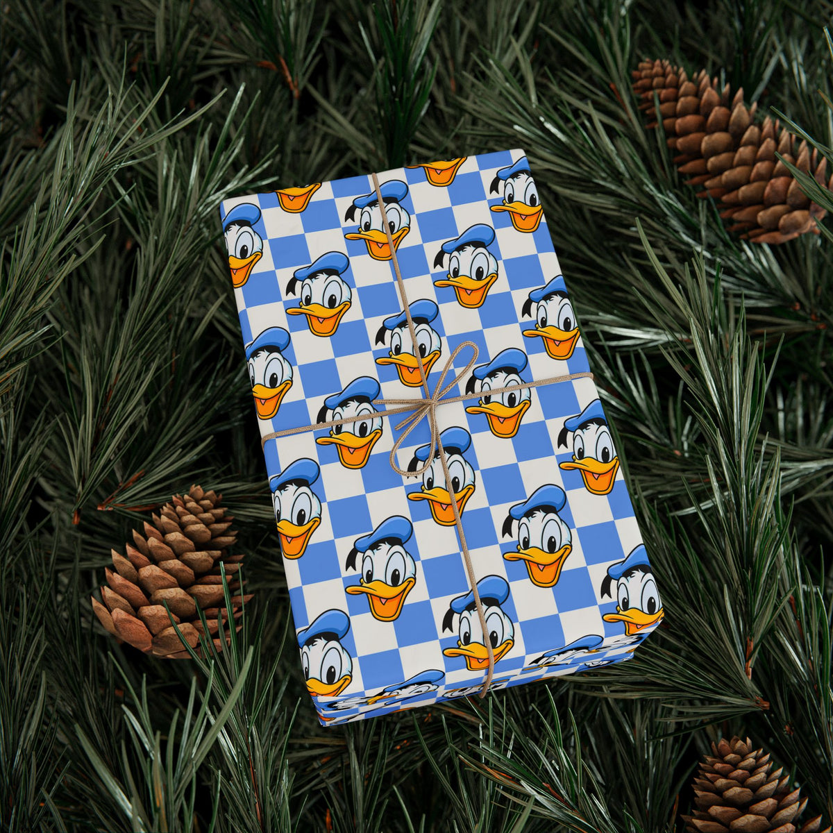 Blue Checkerboard Donald Wrapping Paper Roll