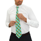 Teal Checkerboard Pluto Mens Necktie