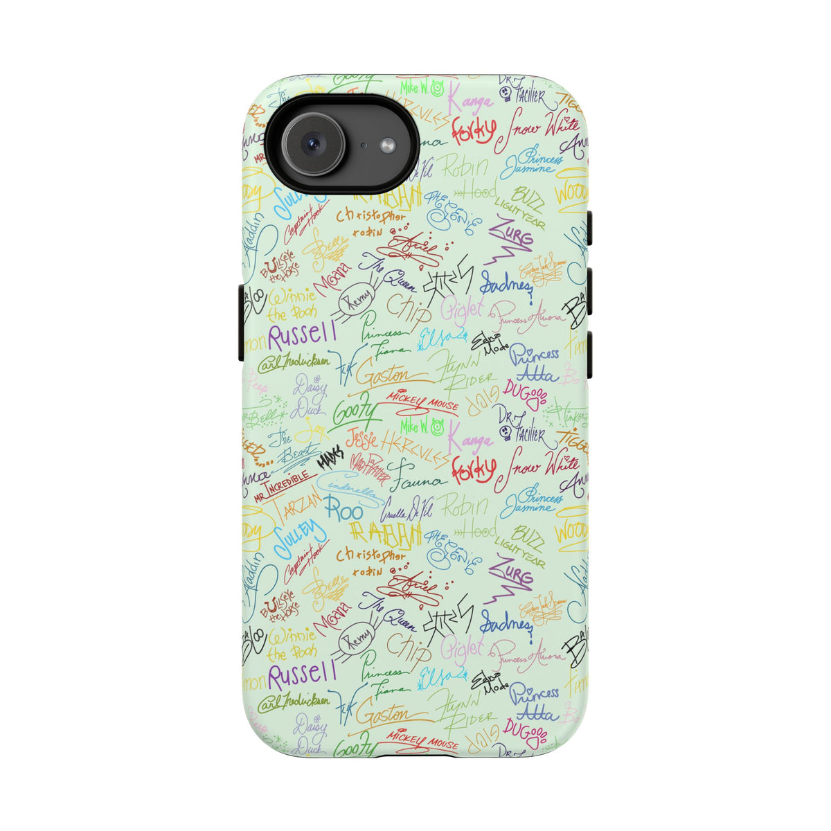 Character Autographs on Green Resort Ready Cell Phone Tech Case