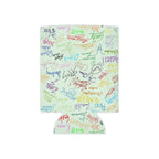Character Autographs on Green Can Cooler Drink Koozie