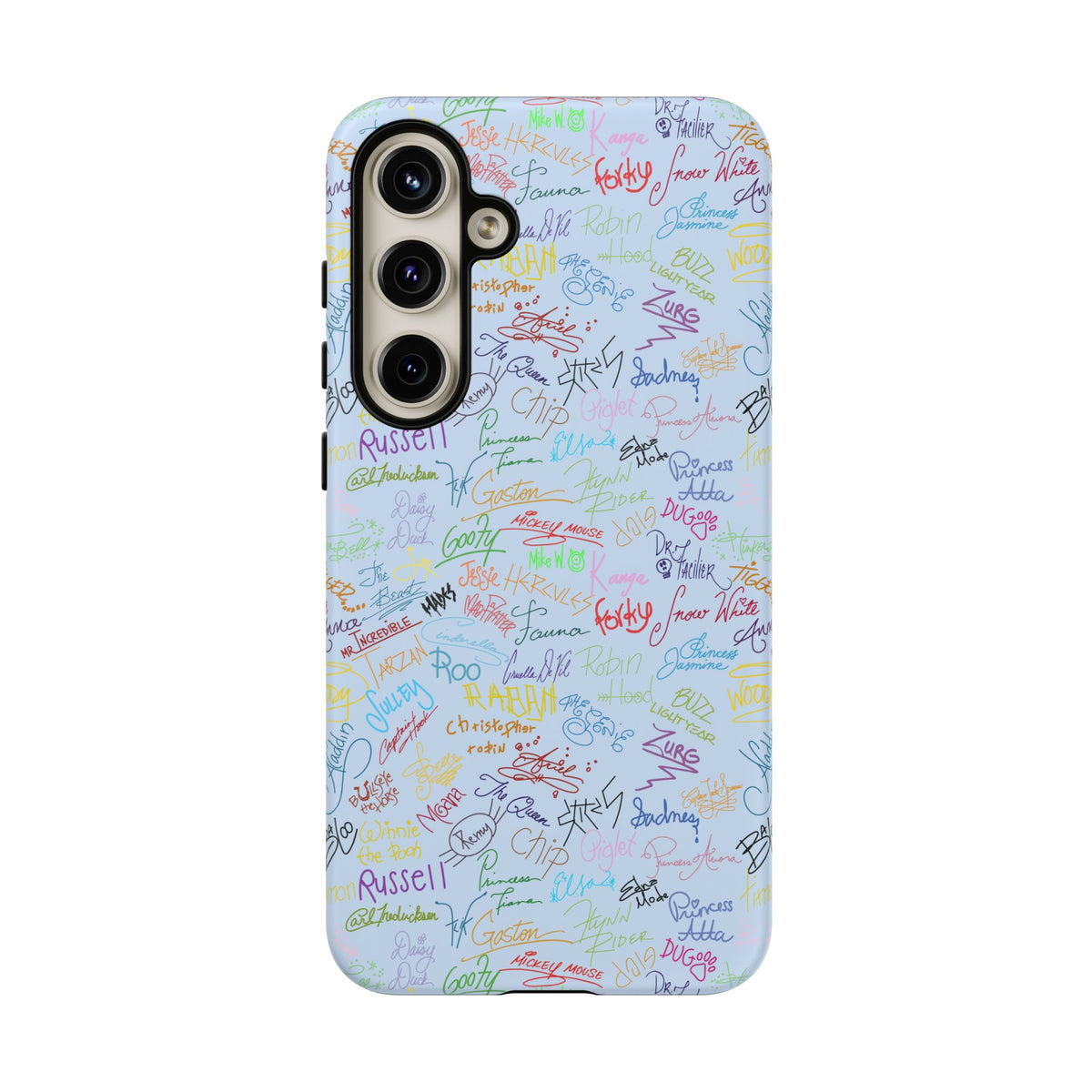 Character Autographs on Blue Resort Ready Cell Phone Tech Case