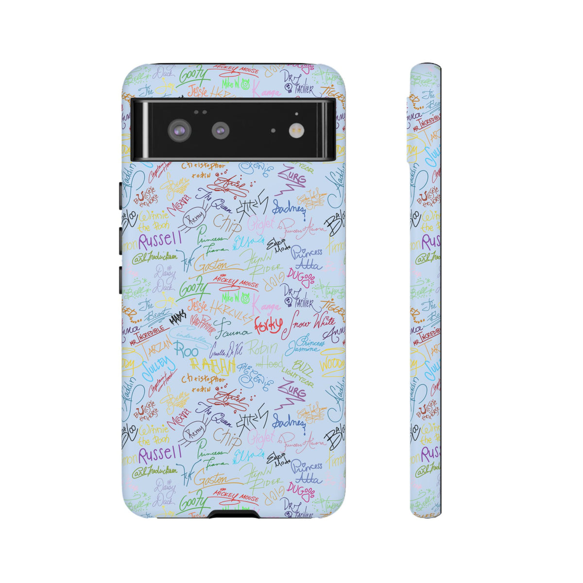 Character Autographs on Blue Resort Ready Cell Phone Tech Case