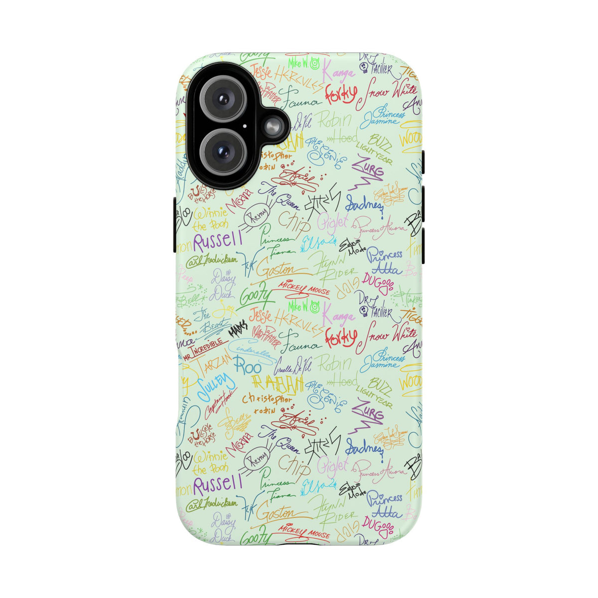 Character Autographs on Green Resort Ready Cell Phone Tech Case