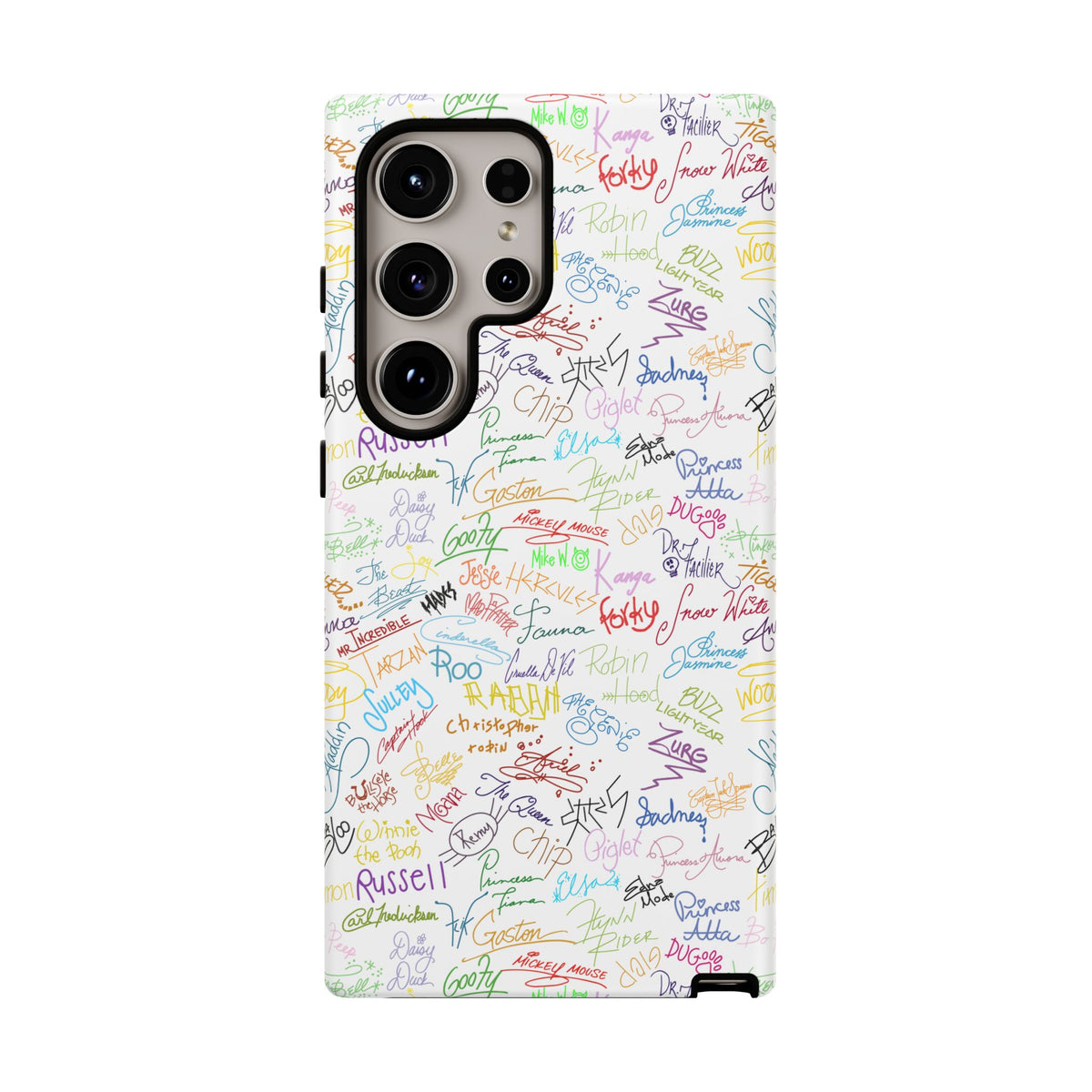Character Autographs on White Resort Ready Cell Phone Tech Case