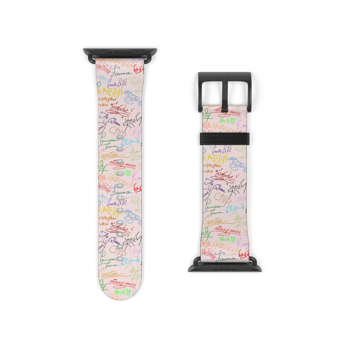 Character Autographs on Pink Whimsical Watch Band - Apple