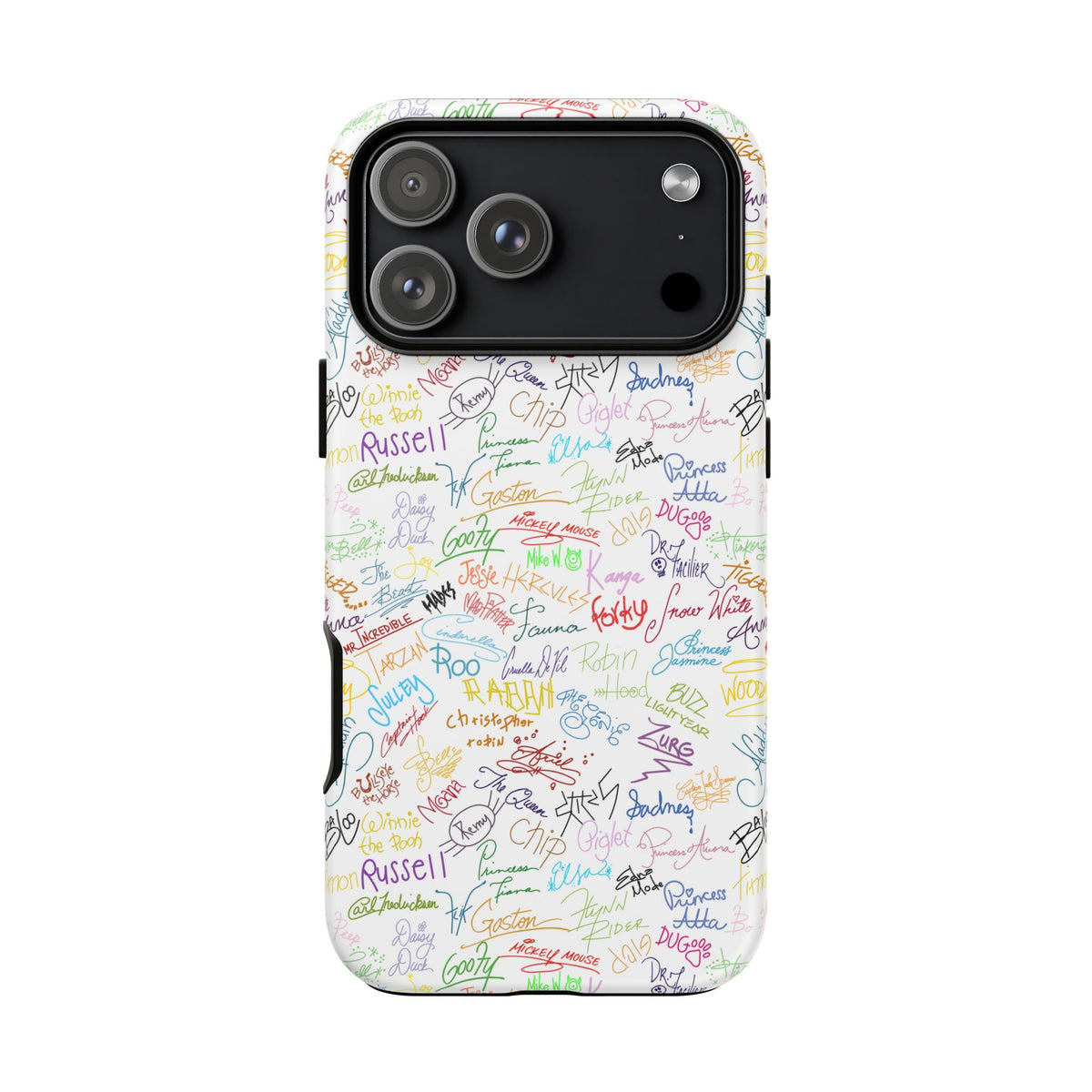 Character Autographs on White Resort Ready Cell Phone Tech Case