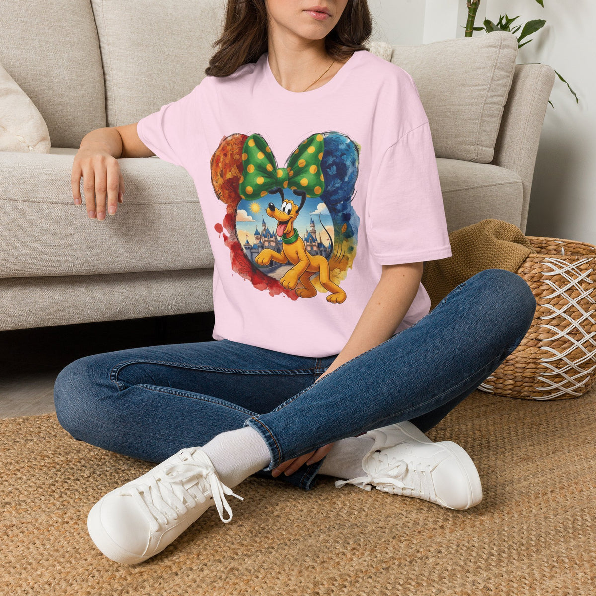 Sensational Six - Pluto's Playful Emerald Bow Castle Vignette Unisex Graphic Tee