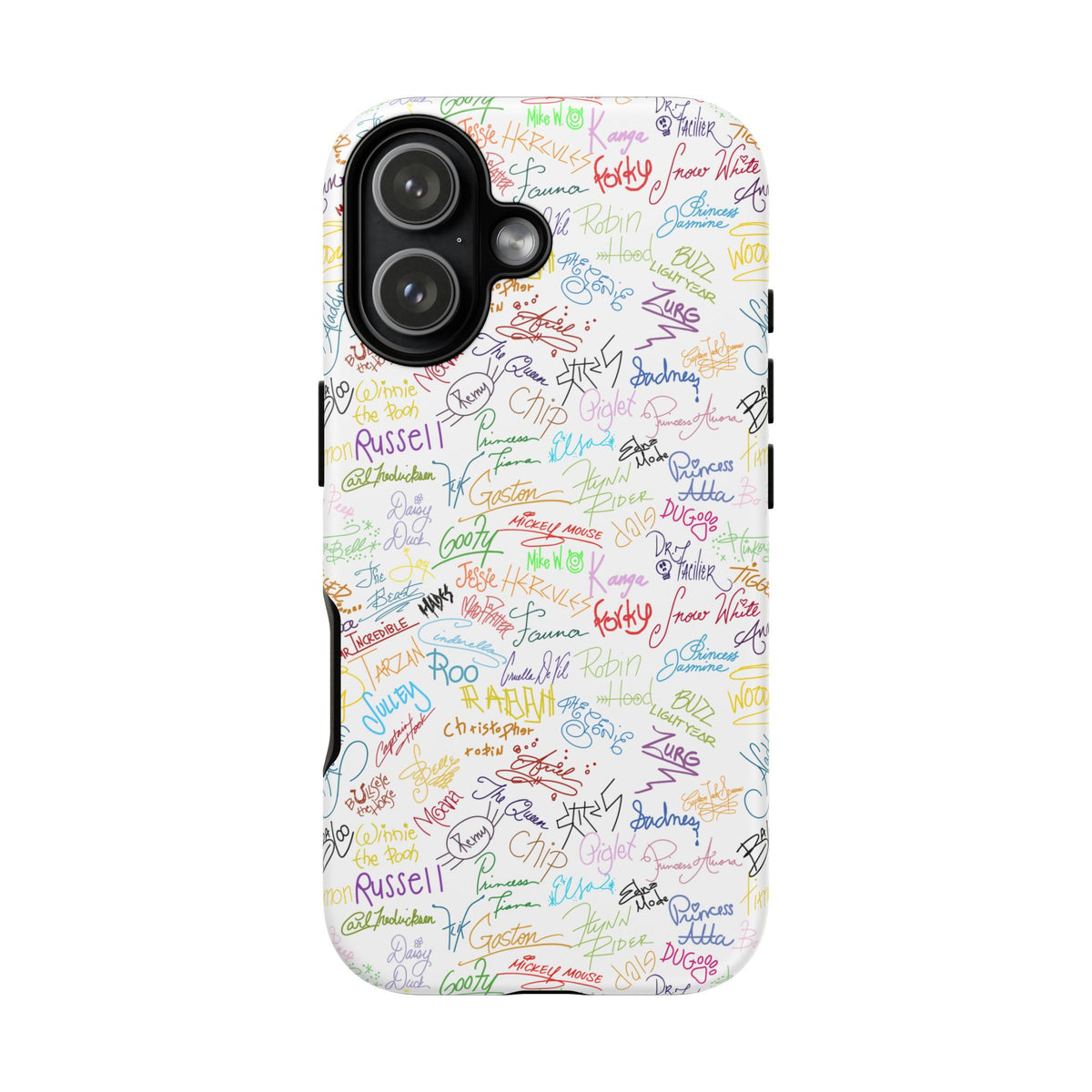 Character Autographs on White Resort Ready Cell Phone Tech Case