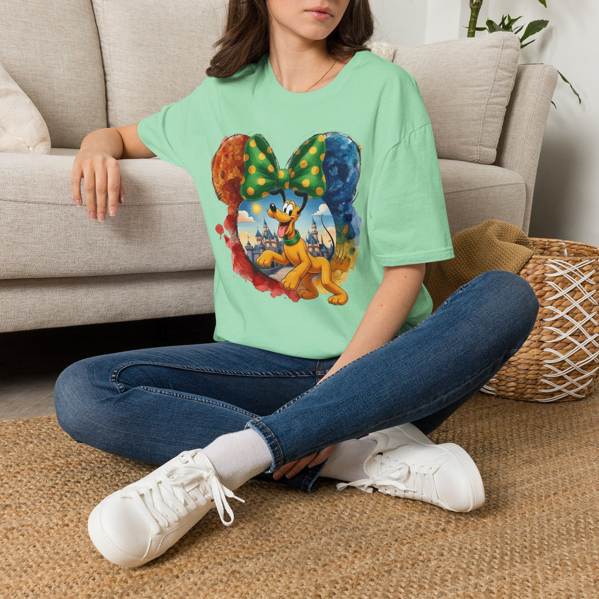 Sensational Six - Pluto's Playful Emerald Bow Castle Vignette Unisex Graphic Tee