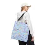 Character Autographs on Blue Tote Bag