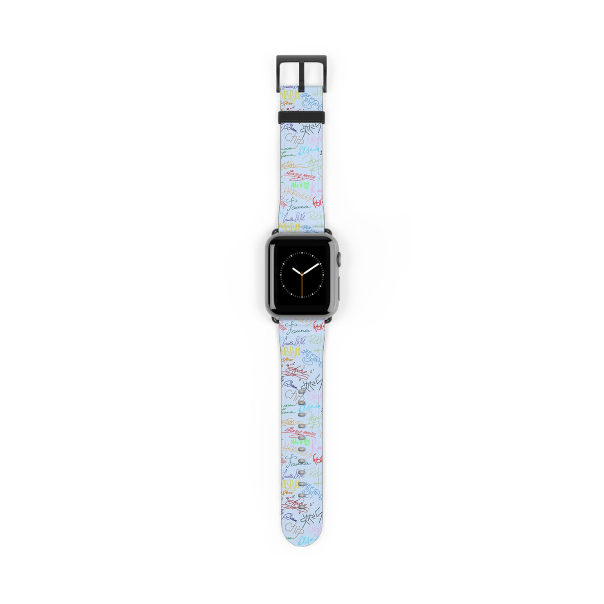 Character Autographs on Blue Whimsical Watch Band - Apple