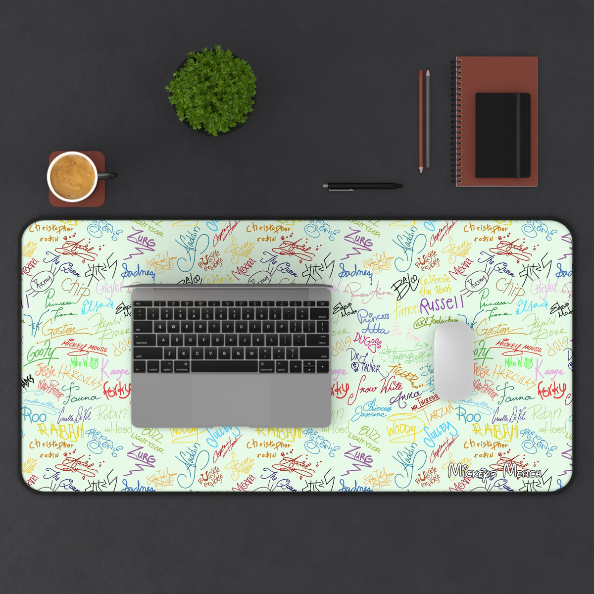 Character Autographs on Green Stateroom Desk Mat