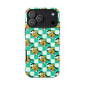 Teal Checkerboard Pluto Resort Ready Cell Phone Tech Case